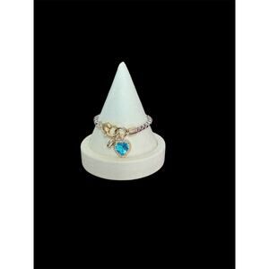 Two Tone Bracelet with Blue Heart Charm